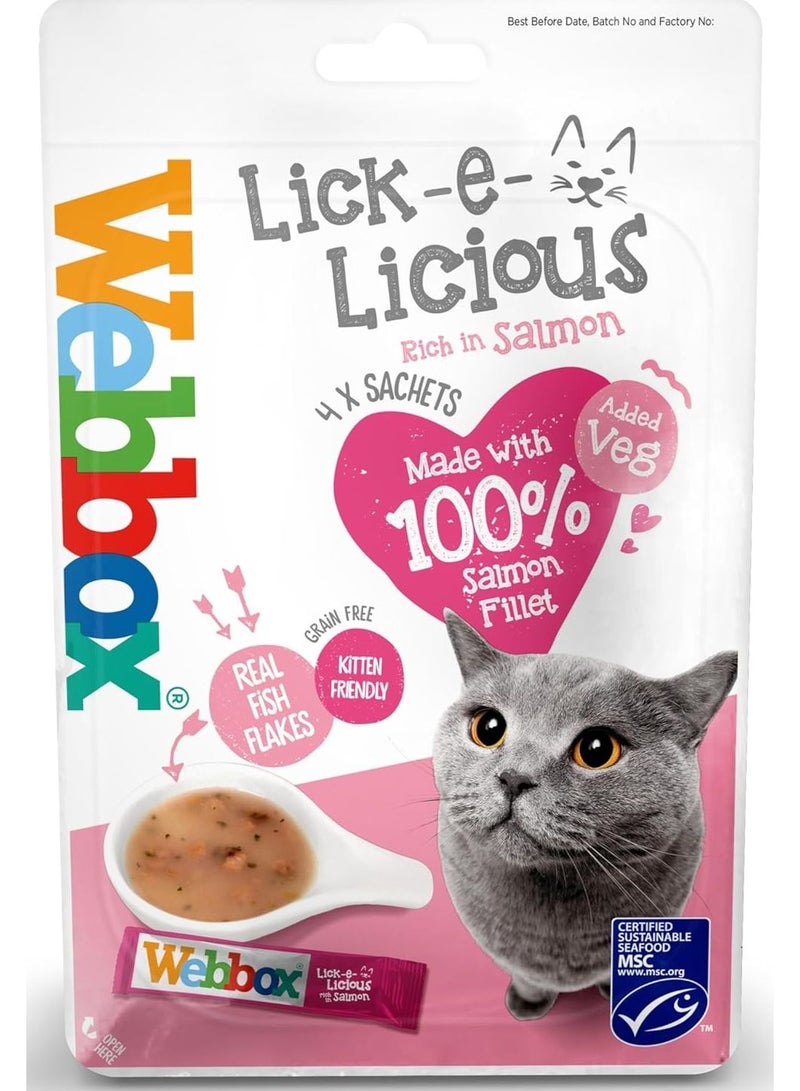 ويبوكس ليك إي ليشيوس غني بنكهة السلمون مع إضافة حساء الخضار للقطط 4 × 20 غرام - Image 1